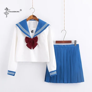 Japoneze Jk Uniforme De Toamna Cu Maneca Lunga Colegiul Școala Gimnazială Uniformă Rochie Pentru Fete Costum De Marinar Elevii Anime Fusta Plisata