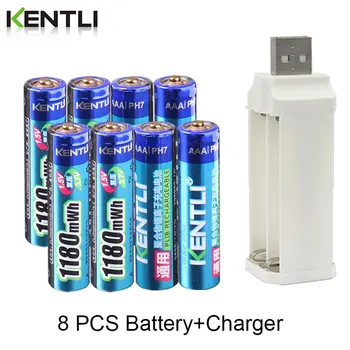 KENTLI 8pcs 1.5 v 1180mWh aaa Baterii Reincarcabile cu Litiu + 4 Sloturi Încărcător pentru Ceas Telecomanda Jucarii Electronice
