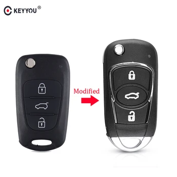 KEYYOU Modificat Flip Key Remote Shell Fob Pentru Cheie Hyundai I20 I30 IX35 Solaris Sonata Elantra Accent Pentru Kia K3 Rio Nu Lamă