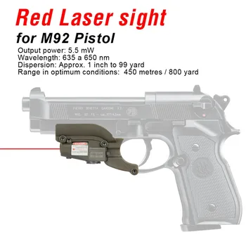 PPT M92 Roșu Laser Dispozitiv Cu Caneluri Laterale Pentru Beretta Model 92 96 M9 Vânătoare Pistol Negru Culoare Bronz OS20-0020