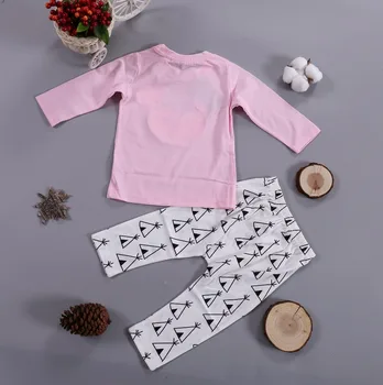 Nou-născuți Haine Fata copil Copil Seturi 2 piese Costume de Bumbac mâneci lungi tricou+Pantaloni Pic oi Bebe fete tinuta