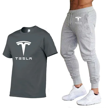 Moda Vara Barbati Tricouri Tesla Masina Logo-ul de Imprimare HipHop Casual din Bumbac cu Maneci Scurte de înaltă calitate T-shirt, pantaloni costum Bărbați Îmbrăcăminte