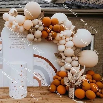DIY Balon Ghirlanda Arc Kit Global Retro Culoare de Toamnă Tema de Anul Nou Balon de Nunta Layout Fundal Portocaliu Decor de Perete