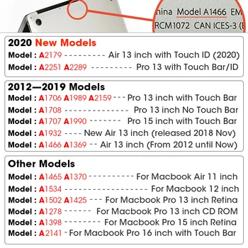 2020 Cristal/Mat Caz Pentru Apple Macbook Air Pro Retina M1 Cip 11 12 13 15 16 inch,Caz Pentru Noi Aer Pro 13 A2179 A2289 A2337