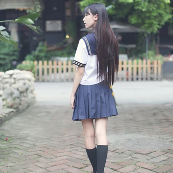 Liceu Uniforma Stil Japonez Anime Sailor Fuste coreeană Japonia Stil Academic Rochie pentru Femei Noutate JK Bleumarin Fete Kawaii