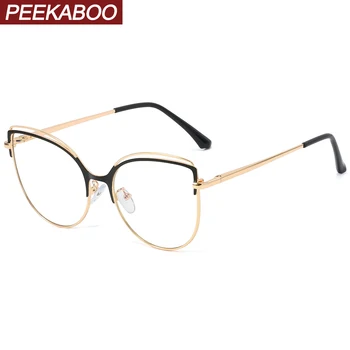 Peekaboo lumina albastra anti-ochi de pisica ochelari de sex feminin de metal de aur doamnelor optice rama de ochelari femei obiectiv clar accesorii cadou