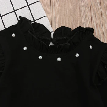 Toamna Și Iarna 2018 Fete de Moda Rochie cu Maneci Lungi de Culoare Neagra Rochie de Bumbac pentru Copii Fete Rochie Casual de Dimensiuni 90-130