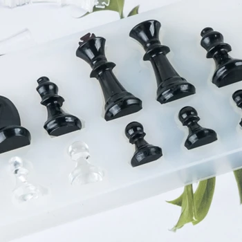 1 Set DIY Tabla de Sah Cristal Rășină Epoxidică Mucegai Șah+Tablă de șah Silicon Mucegai