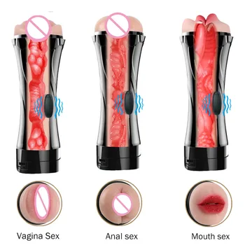 Masturbarea Cupa Gura Vaginal Anal din Silicon Masturbator Vagin Real Pizde Vibratoare Jucarii Sexuale pentru vagin artificial Pasarica Sex