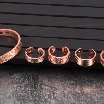 Magnetice Cupru Pur Inele Femei 6mm Epocă Deschis Manșetă, Inel Reglabil Bărbați Magnet de Nunta Formatii de Energie Deget Inel pentru Femei Barbati