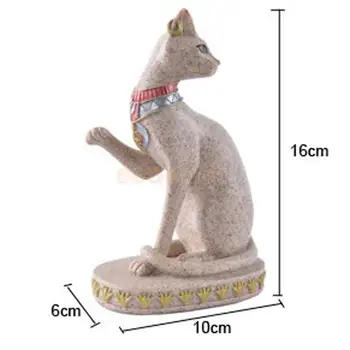 Sculptate Manual Antic Egiptean Mau Pisică Așezat Zeitate Noroc De Avere Statuie Decor