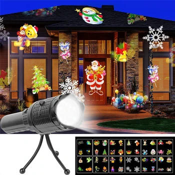 Crăciun Lampa de Proiecție Lanterna LED-uri de Lumină 12 Modele de Încărcare USB Lanterna Introduceți Cardul de Film de Atmosfera Lampa de Proiecție