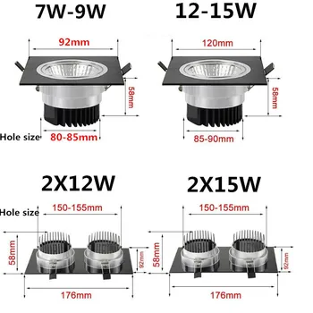Estompat Led downlight lumina cob Plafon de Lumină la fața Locului 5w 7w 10w 20w 30w ac85-265V tavan spoturi de Iluminat Interior