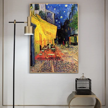 Van Gogh Cafe Terasa Pe timp de Noapte Panza Picturi Pe Perete Postere de Arta, Printuri Și Celebra Arta Impresionista Poze Cuadros