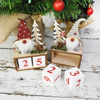 Mini Din Lemn De Crăciun Calendar Advent Numărătoarea Inversă Blocuri Pictate Santa Cerb Om De Zăpadă Calendar De Lemn Decor Vesel De Crăciun Ornament