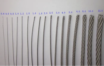 100M 304 din oțel inoxidabil sârmă alambre cablu moale pescuit de ridicare cablu 7X7 Structura 0,8 mm diametru