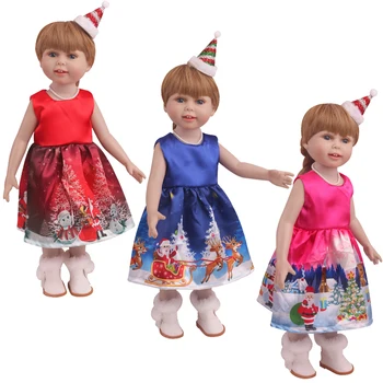 18 Inch American Doll Fete Haine de Crăciun Fulg de nea Rochie+Pălărie Nou-născut Fusta Jucarii pentru Copii Accesorii se potrivesc 43 Cm papusa Băiat c822
