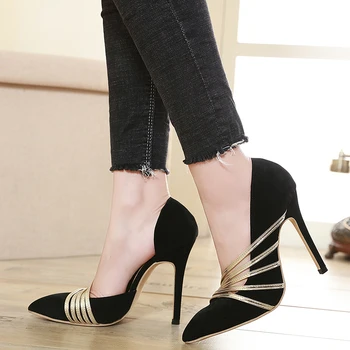 NIUFUNI PU Piele a Subliniat Deget de la picior Negru Pompe de Femei Elegante Stilet Tocuri inalte Nunta Biroul Femeie Pantofi de Pompe de Dimensiuni 35-40