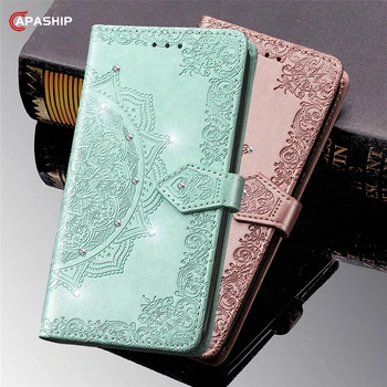 Diamant Portofel Flip case Pentru Samsung Galaxy Note 10 lite S10 S20 Plus Ultra A01 A21 A31 A41 A51 A71 Piele Mandala Capac de Flori