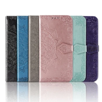 Diamant Portofel Flip case Pentru Samsung Galaxy Note 10 lite S10 S20 Plus Ultra A01 A21 A31 A41 A51 A71 Piele Mandala Capac de Flori