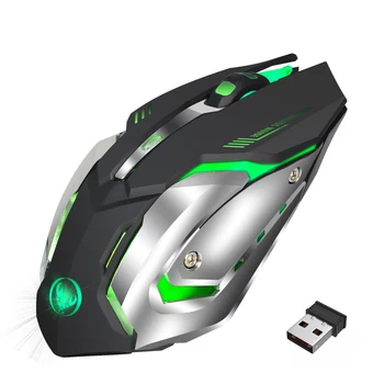 HXSJ M10 Wireless Gaming Mouse 2400dpi Reîncărcabilă 7 culori de Fundal Confort Respirație Gamer Soareci pentru Calculator Desktop, Laptop
