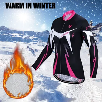 X-Tigru Femei Termică Iarna Fleece Ciclism Jersey Set Super Cald De Munte Biciclete Ciclism Sport Ciclism Îmbrăcăminte