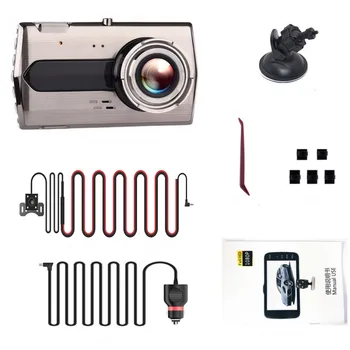 4 Inch FHD IPS 1080P, G-Senzor Night Vision Dual Lens Cylic Înregistrare Registrator Video Camera Auto Limba rusă