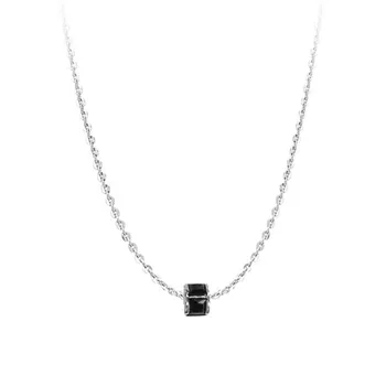 Noua Moda Rotund Brand Pătrat Negru De Piatră, Argint 925 Bijuterii Geometrice Rafinate Clavicula Lanț Coliere N136