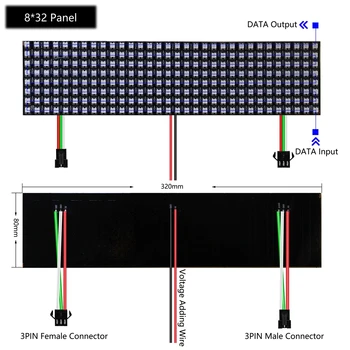 WS2812B Pixeli RGB Led-uri-Modul Panou de 8X8/16X16/8X32 Matrice Ecran WS2812 IC Flexibil Individual Adresabile Lumini Led DC5V