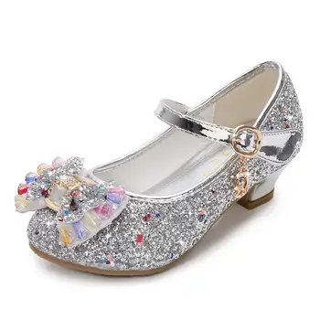 SKHEK Copii Floare de Aur Perle Pantofi Fete cu Toc Sandale pentru Copii Pantofi de Nunta de Copii de Dimensiuni 26-36 Culori de Bună Calitate