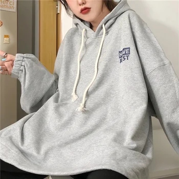 Supradimensionate Hoodies Femei BF Stil Harajuku Populare All-meci Hip-hop Adolescenti Streetwear Bază Chic Vintage cu Gluga pentru Femei Tricou