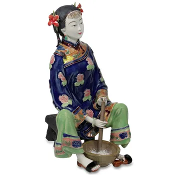 Ceramica Artizanat, Decoratiuni Clasice Chineze Doamna Portelan Scene Statuie Creative Living cu TV Cabinet Ornamente X1723