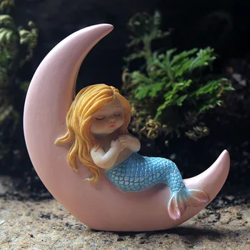 VILEAD Dormit Drăguț Sirena Figurine pentru Acvariu in Miniatura Zână Gradina Decoratiuni Tort de Rășină Cameră Decor Accesorii Scoici