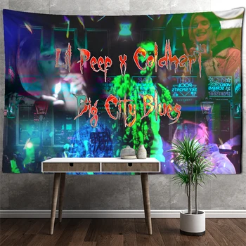 Lil Peep Rapper Tapiserie de pe Perete Tapiz de Imprimare 3D Covor Art Moda Boemia Vânt Hippie Decor Dormitor