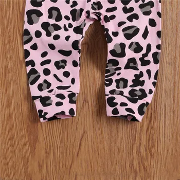 Nou-Născut De Îmbrăcăminte Pentru Sugari 2021 Fetita Maneca Lunga Scrisoare De Imprimare Tricouri Pulover Pantaloni Banda 3 Buc Leopard Haine