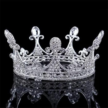 Baroc Regina King Gold Mireasa Tiara Coroana Frizură Bal de Mireasa Diademe și Coroane de Nunta Bijuterii de Păr Accesorii Concurs