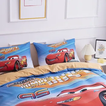 Disney Cars Lightning Mc Queen Set de lenjerie de Pat Duvet Cover fețe de Pernă pentru Fete Baieti lenjerie de pat Queen Singură Dimensiune