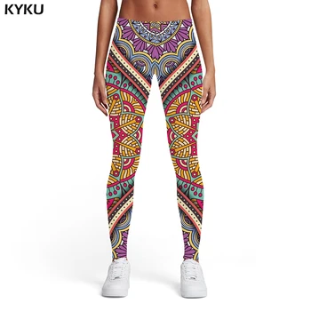 KYKU Brand de Flori Jambiere Femei Grafică Doamnelor plin de culoare de Imprimare 3d Vintage Imprimate pantaloni Harajuku Leggins Femei Jambiere Pantaloni