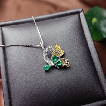 KJJEAXCMY bijuterii fine naturale de Smarald, argint 925 pietre semipretioase femei pandantiv colier lanț test de suport popular