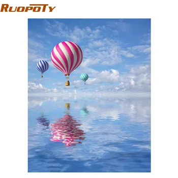 RUOPOTY Imagine Cadru Romantic Balon DIY Tablou De Numărul Pictate manual, Pictura in Ulei Pentru Decor Acasă Unic 40x50cm opera de Arta