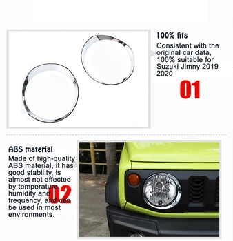 Fata Faruri Capac Decorativ Ornamental Autocolant Cap Lumina Lămpii Hote pentru Suzuki Jimny 2019 2020 ABS Cromat Accesorii Auto