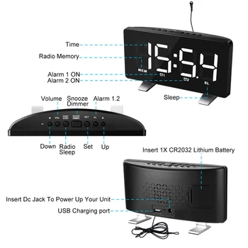 Noi cu LED-uri Moderne, Snooze Ceas cu Alarmă cu Dual USB de Birou Ceasuri Desktop Display Digital Ceas cu Alarma Electronic Pentru Decor Acasă