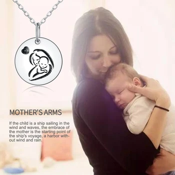 Noi Argint 925 Mamei și Copilului Dragoste Pandantiv Colier Bijuterii Cadou pentru Bunica, Mama, Fiul, Fiica, Soția Transport Gratuit