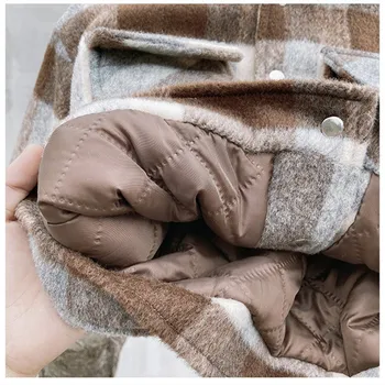 Moda De Iarnă Baieti Carouri Cald Gros De Lână Coats 2020 Copii Rever Scurt Matlasat Îngroșa Sacou