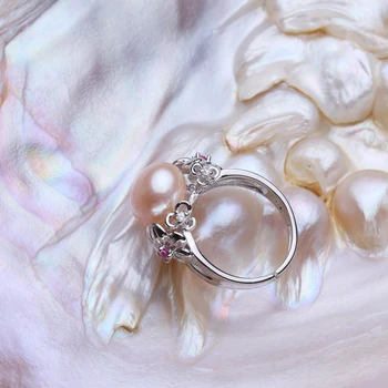 FENASY Pearl Bijuterii,flori de plante naturale Pearl inele ,Naturale de apă Dulce Pearl Argint 925 inel,ruby inele pentru femei cutie de cadou