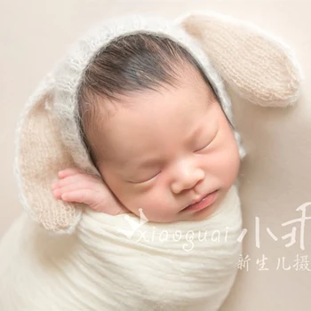 Baby bunny fotografie prop,Mohair manual pălărie pentru nou-fotografie elemente de recuzită
