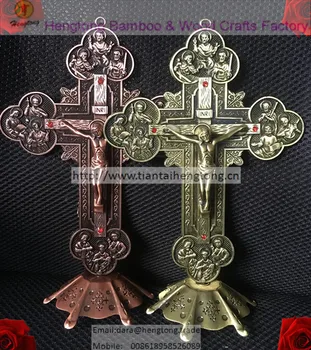 Roșu de cupru placat cu Biserica Ortodoxă din Metal cu Pietre Crucea Domnului Isus Hristos, în picioare, crucifix, decorarea bisericii,catolice cruce