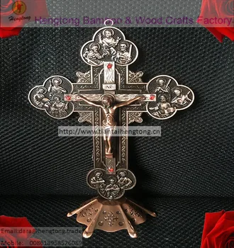 Roșu de cupru placat cu Biserica Ortodoxă din Metal cu Pietre Crucea Domnului Isus Hristos, în picioare, crucifix, decorarea bisericii,catolice cruce