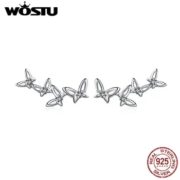 WOSTU Fluturi Decorative Stud Cercei Argint 925 Strălucire Cercei Mici Pentru Femei Bijuterii de Nunta Design Nou FNE056