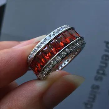 De Lux De Sex Feminin Purpuriu Roșu Curcubeu Colorat Zircon Ring Moda Argint Culoare Inel De Partid Partid Vintage Inele De Nunta Pentru Femei